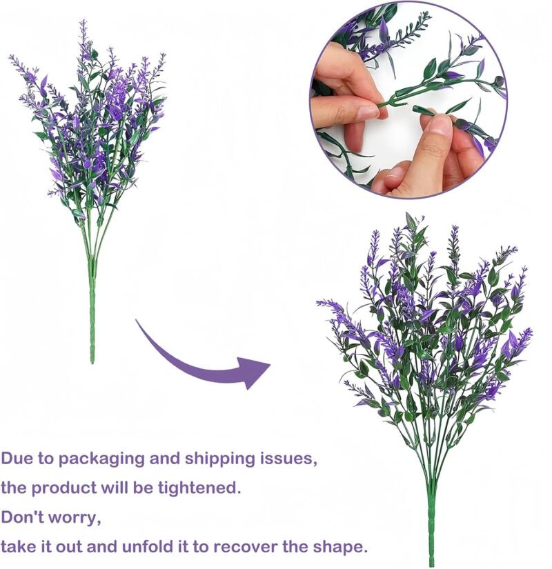 12 Ramos de Flores Artificiales Plantas para Exteriores de Balcón Resistentes a la Intemperie para Exteriores Adecuadas para Balcones Interiores y Exteriores, Caja de Balcón de Jardín(Púrpura) - Imagen 3