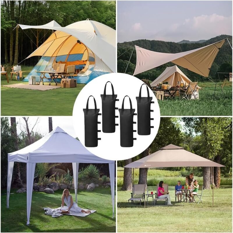 YANGUN Pesos para carpa, 4 unidades de bolsas de arena para cenador con pala de arena, bolsas de arena Oxford espesas, carpa con cinturón para pop-up, tiendas de jardín, sombrillas, carpas de campaña, - Imagen 7
