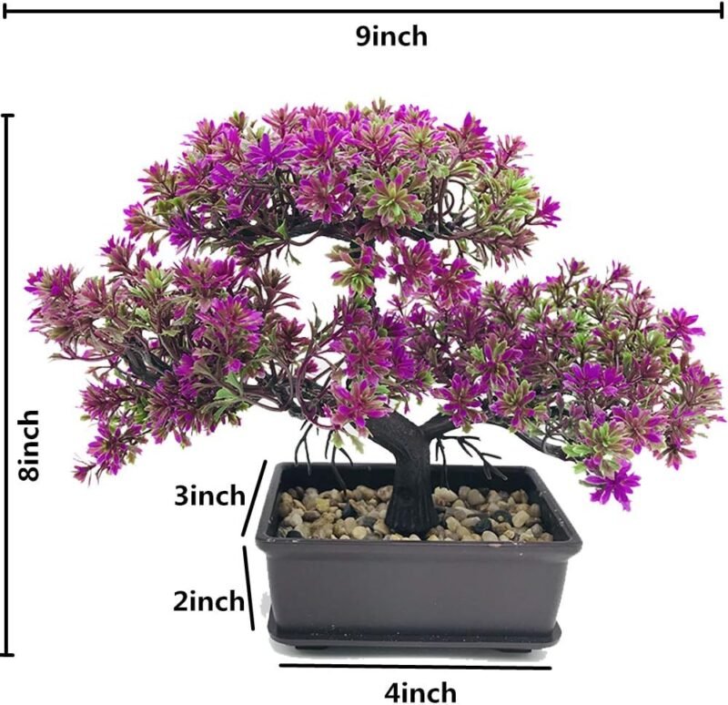 Fycooler Bonsai Artificial Decoración de Plantas Falsas Plantas Artificiales en macetas Plantas de Bonsai de Pino japonés- árbol de Bonsai para la decoración del hogar Pantalla de Escritorio- 2 Set - Imagen 2
