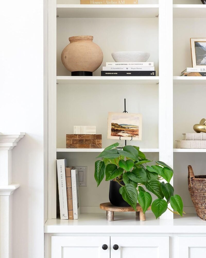 Hollyone Plantas artificiales en maceta de cerámica negra, jade pothos, plantas decorativas artificiales en maceta, plantas artificiales como verdaderas, plantas de interior artificiales con macetas - Imagen 4