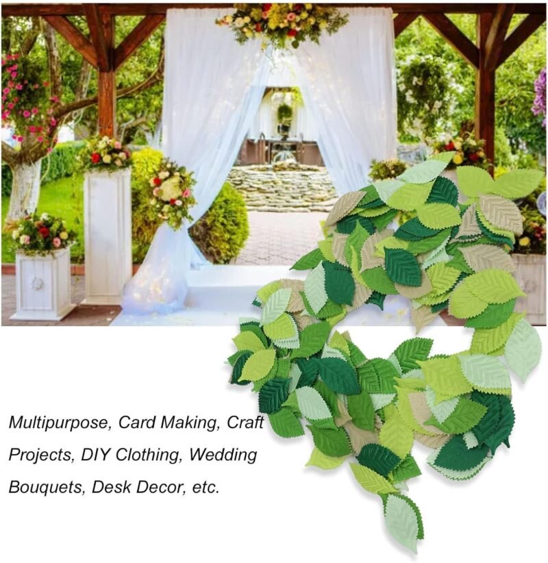 Cyrank 200 Piezas de Hojas Artificiales, Hojas Mixtas, Hojas Verdes para Manualidades, Hojas Florales, Hojas de Rosas Falsas, Hojas Artificiales Mixtas para Manualidades DIY - Imagen 2