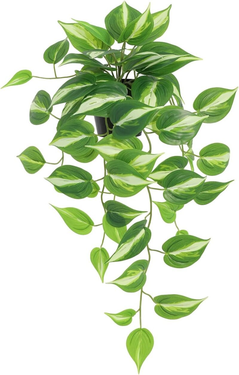 LuckyGreenery Planta falsa artificial de hiedra del diablo, potos dorados, plantas colgantes en maceta para pared, hogar, patio, decoración interior y exterior (26 pulgadas de alto)
