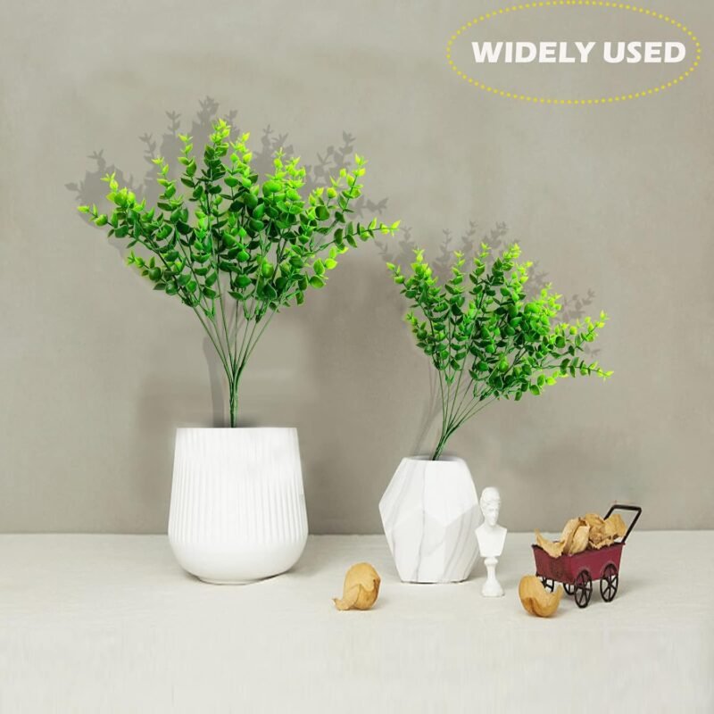 Hierba Artificial, 5 Paquetes, al Aire Libre, Resistente a los Rayos UV, Plantas Artificiales para Exteriores, Flores Artificiales para balcón, Verde eucalipto, Hierba Artificial, decoración al Aire - Imagen 6