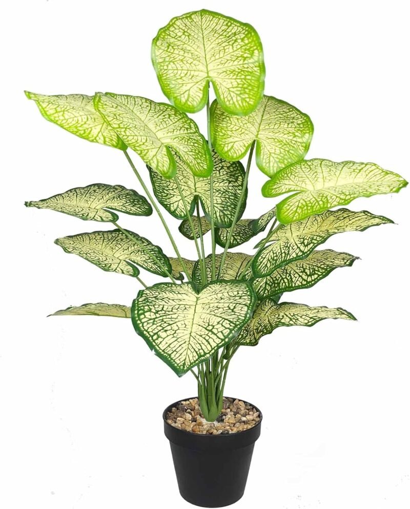 AIVORIUY Plantas Artificiales Interior Árbol de Tortuga Falsa Plástico con Hojas Verdes Faux Tropical Jungle Monstera Maceta para el Hogar Casa Exterior Oficina Jardín Decoración (Blanco)