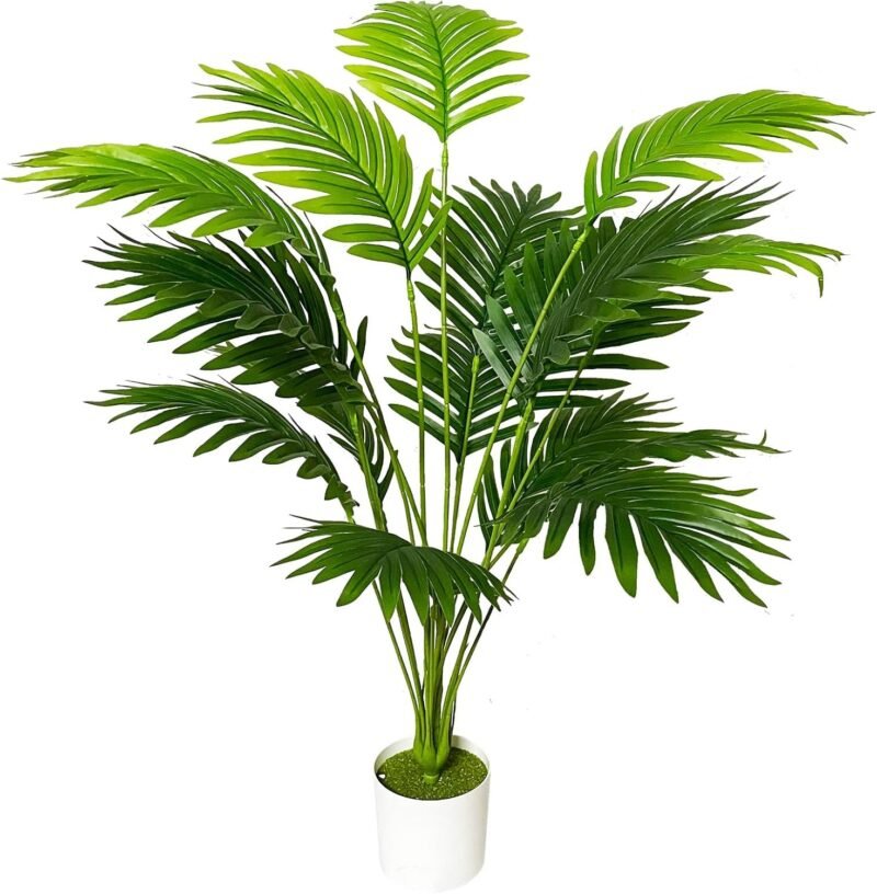 Zelihrdu Planta artificial de plástico real, plantas artificiales grandes en maceta, palmera artificial, decoración de baño, salón, dormitorio, balcón, boda, decoración exterior (80 cm, verde)