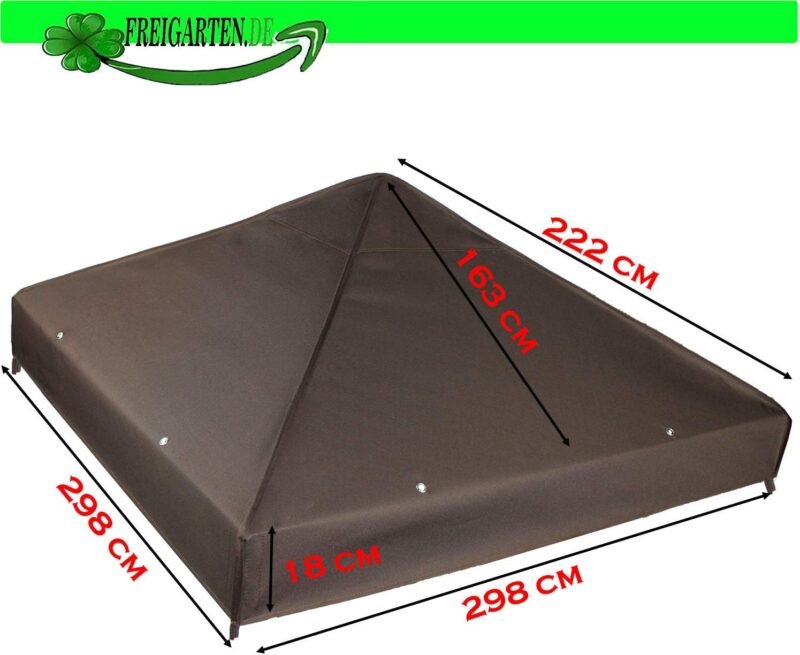 freigarten.de Techo de repuesto para cenador de 3 x 3 m, resistente al agua. Material: PVC suave de Panamá de 370 g/m², extrafuerte, modelo 2 (marrón) - Imagen 2
