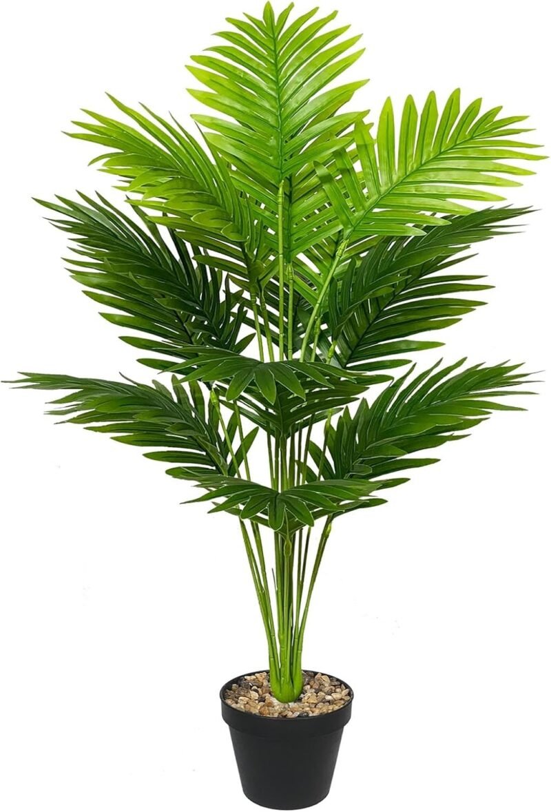 AIVORIUY Plantas Artificiales con Maceta Palmera Grande Árbol Artificial Plástico de Interior y Exterior Decoración para del Hogar, Oficina, Casa, Balcón, Dormitorio Baño (80cm Alto Palma Grande)