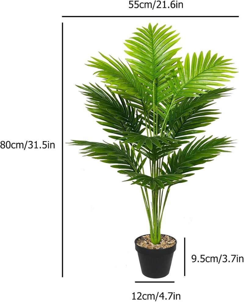 AIVORIUY Plantas Artificiales con Maceta Palmera Grande Árbol Artificial Plástico de Interior y Exterior Decoración para del Hogar, Oficina, Casa, Balcón, Dormitorio Baño (80cm Alto Palma Grande) - Imagen 2