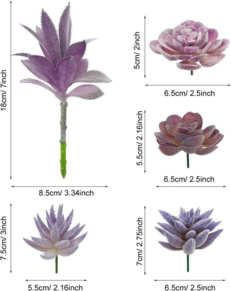 Woohome Suculentas Plantas Artificiales, 15 Pz Morado Suculentas Artificiales Plantas Decorativas Artificiales Surtidas Suculentas para Hogar, Jardín, Interior - Imagen 3