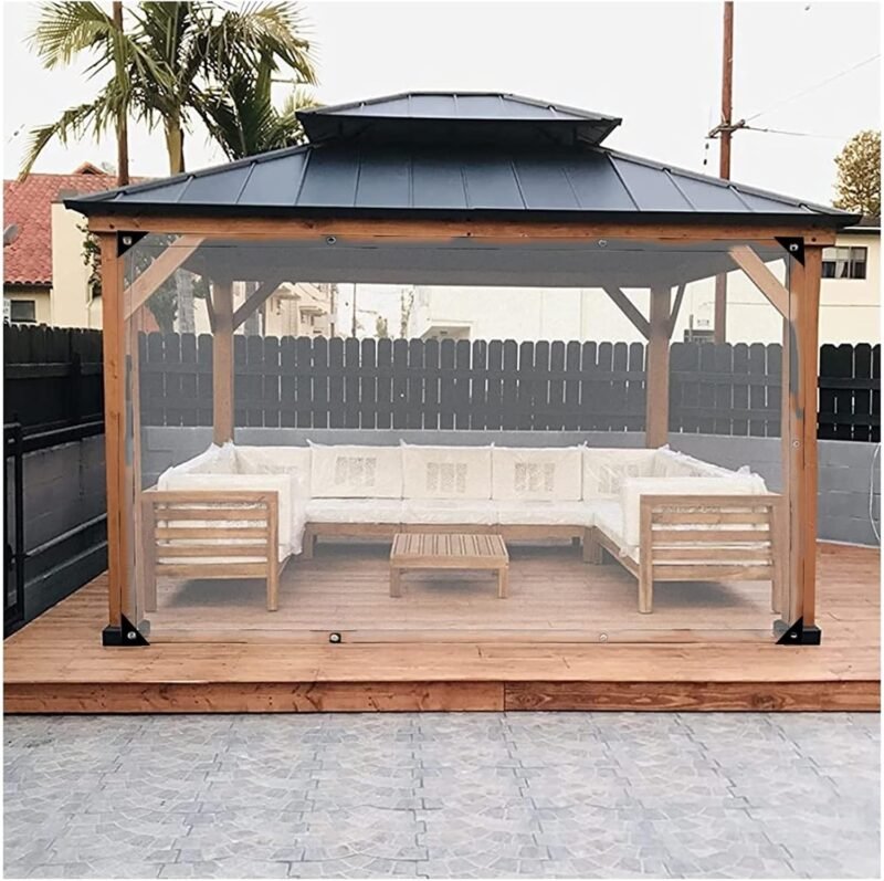 WZYJLyds Lona Transparente con Ojales, Exterior Cortina Porche Parabrisas Resistente A La Intemperie para Pérgola, Cenador, Jardín