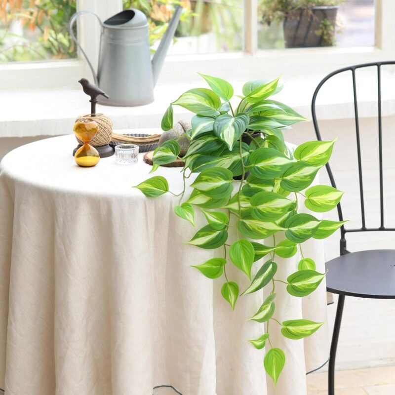 LuckyGreenery Planta falsa artificial de hiedra del diablo, potos dorados, plantas colgantes en maceta para pared, hogar, patio, decoración interior y exterior (26 pulgadas de alto) - Imagen 2