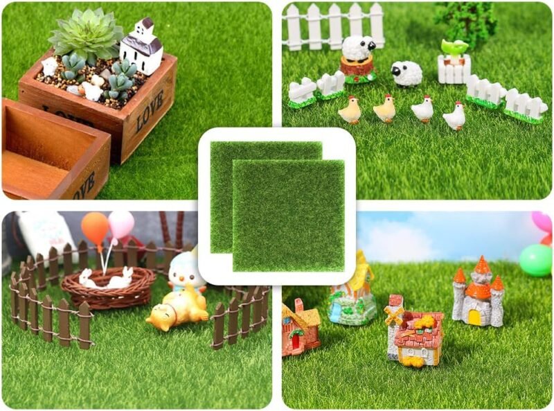 Hitopin 10PCS Plancha Alfombra de Cesped Artificial, Artificial Alfombra de Césped Sintético, Musgo de césped simulado, para Interior y Exterior en Jardín, Terraza, Balcón, Patio y Piscina(15x15CM) - Imagen 7