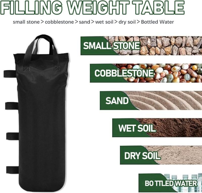YSOOUA 4 Piezas Pesos para Carpa Pesos para Carpa de Exterior Plegable Pesos para Carpas Pesos para Rellenar Bolsas de Arena con Peso de Oxford 800D para Carpa de JardíN Carpa y Sombrilla (8 Piezas) - Imagen 3