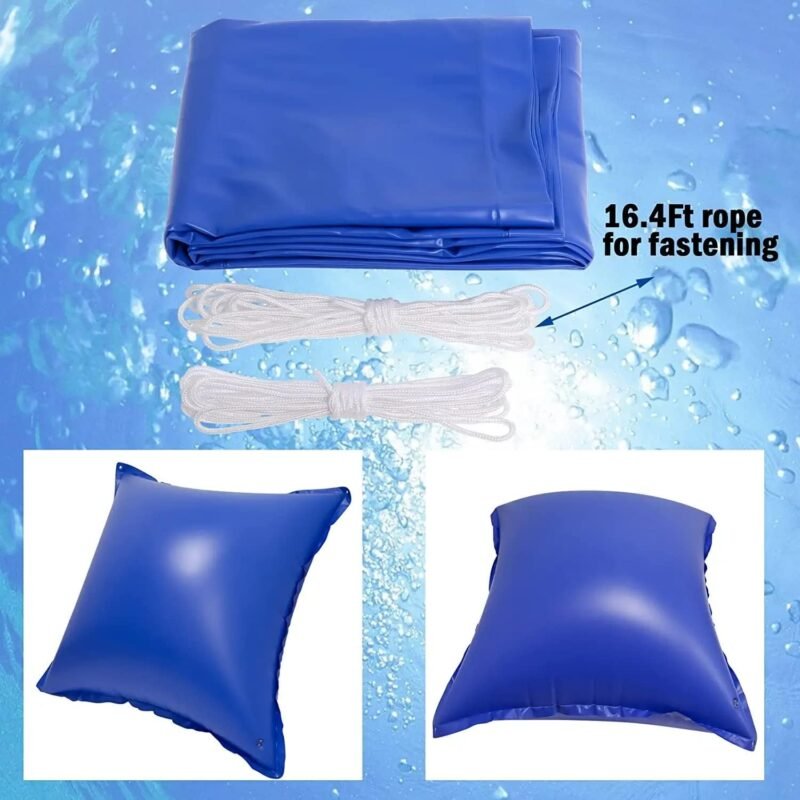 Poweka Cojín de piscina de invierno Ø 4ft,Cojín de aire de piscina con cuerda, Cojín de piscina de invierno de PVC duradero de 0.3mm (120cm*120cm) - Imagen 6