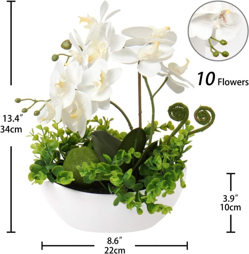 Oairse Phalaenopsis Artificial de 35cm con Flores de Tacto Real, orquídeas de Flores Artificiales en Maceta, centros de Mesa, Decoraciones de alféizar - Imagen 2