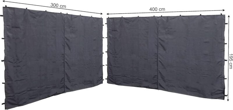Quick Star - 2 Paredes Laterales con Cremallera para Carpa (3 x 4 m, RAL 7012), Color Gris Antracita