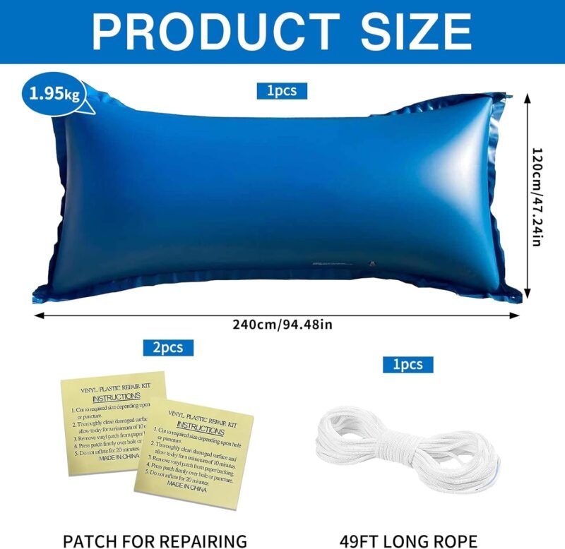 Cojín de Piscina Invierno,Almohada de Invierno para Piscina 120 x 240 cm,Accesorios Piscina de Invierno Cubierta de Piscina,Cobertor Piscina Invierno,Lona para Piscina Rectangular - Imagen 2