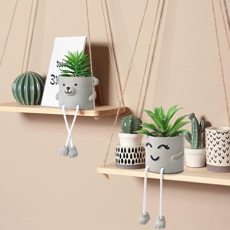 Dremisland Plantas Suculentas Artificiales en Maceta Decorativa Pequeña Planta Colgante Pierna Cemento Suculentas Artificiales Decoración para Hogar Oficina Mesa Escritorio Sala de Estar - Imagen 2