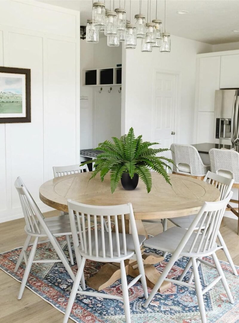 Hollyone Planta artificial en maceta de helecho Boston de 19.7 pulgadas, arbustos de helecho falsos en maceta para interiores y exteriores, helechos Boston sintéticos para decoración del hogar, - Imagen 5