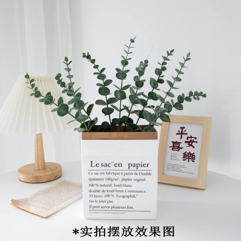 Gfamous 10 Piezas Tallos Artificiales de Eucalipto,Planta Artificial Eucalipto, Hojas de Eucalipto Artificiales,para Decoración De Fiestas, Bodas, Jardín, Hogar, Oficina,Arreglos Florales - Imagen 7