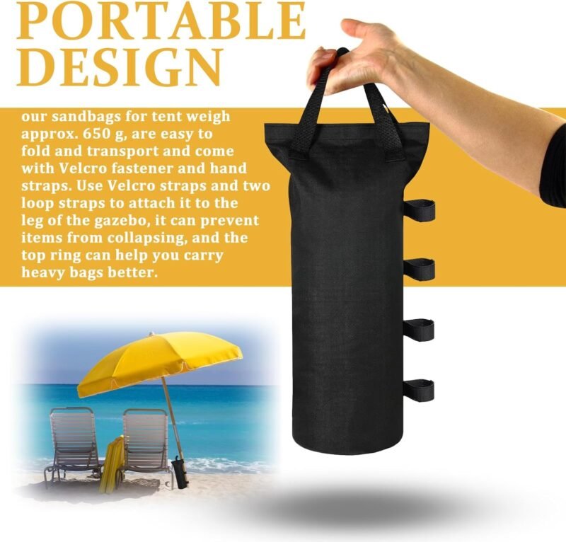 Pesos para Carpa, Bolsa De Peso, 4 Pesos para Cenador, Saco De Arena 600d Oxford, Sacos De Lastre De Arena con Cinturón Largo, Bolsas De Arena para Bolsas De De Equilibrio para Paraguas De Patio - Imagen 3
