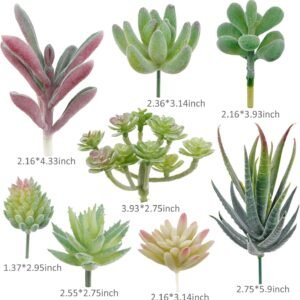 Augshy Suculentas artificiales, paquete de 16 plantas suculentas artificiales, pequeñas plantas falsas, suculentas artificiales sin maceta para paisaje de loto, decoración de arreglos de jardín, color - Imagen 3