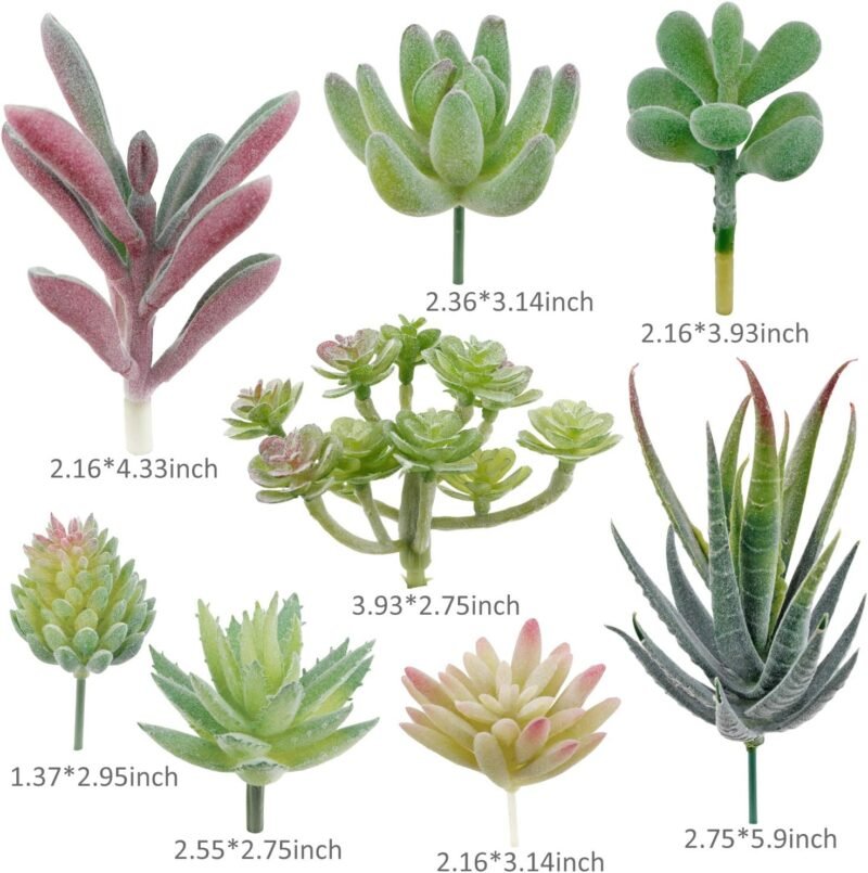 Augshy Suculentas artificiales, paquete de 16 plantas suculentas artificiales, pequeñas plantas falsas, suculentas artificiales sin maceta para paisaje de loto, decoración de arreglos de jardín, color - Imagen 3