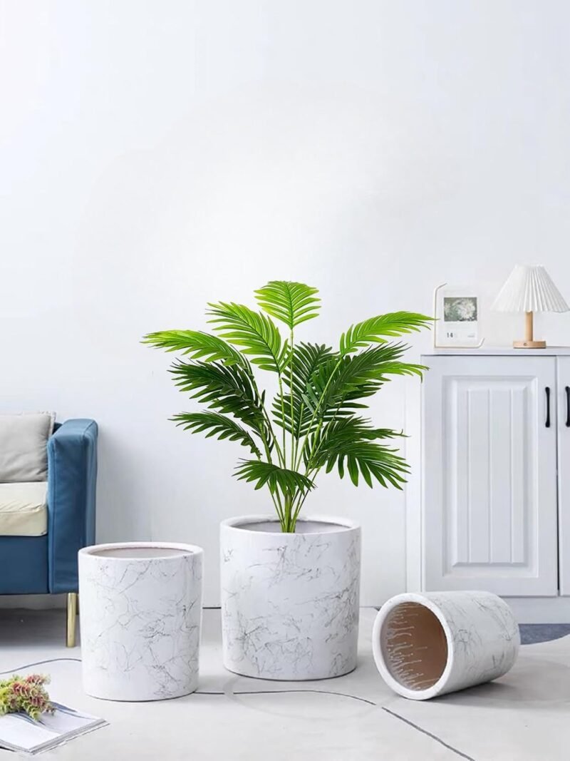 Zelihrdu Planta artificial de plástico real, plantas artificiales grandes en maceta, palmera artificial, decoración de baño, salón, dormitorio, balcón, boda, decoración exterior (80 cm, verde) - Imagen 3