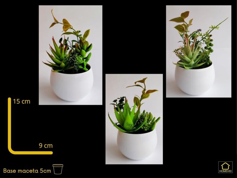 HOMEVID Plantas Artificiales Decorativas en Maceta Plantas pequeñas de plástico sintético para Interiores y Exteriores Pack 6 Unidades para el Hogar Oficina Escritorio Salon baño Cocina Dormitorio - Imagen 3