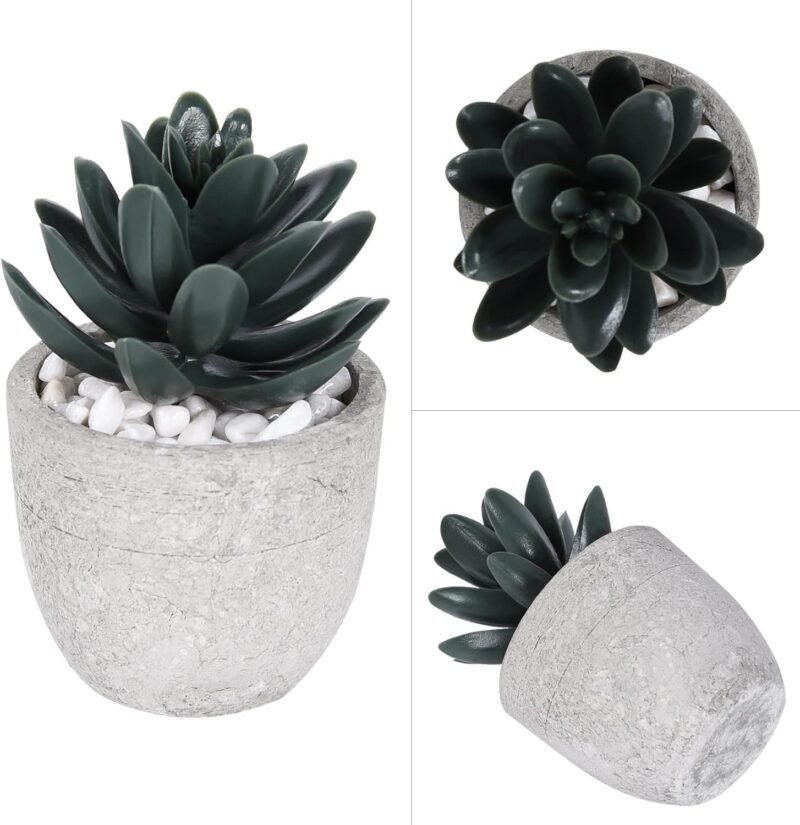 Ulikey 3 Piezas Plantas Suculentas Artificiales con Macetas, Plantas Artificiales Decoracion de Suculentas de Interior y Exterior, Mini Plantas de Escritorio para Cocina, Jardín, Patio, Hogar, Oficina - Imagen 3
