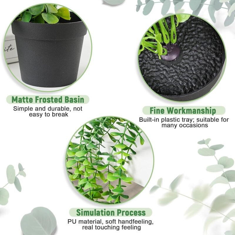 Planta Artificial Colgantes con Macetas, 3 Piezas Planta Colgante Artificial, Planta Artificial Libre de Mantenimiento Plástico Planta Falsa Moderna Salón Balcón Dormitorio Habitación Mesa Deco - Imagen 4