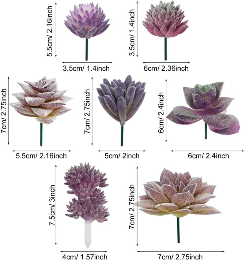 Woohome Suculentas Plantas Artificiales, 15 Pz Morado Suculentas Artificiales Plantas Decorativas Artificiales Surtidas Suculentas para Hogar, Jardín, Interior - Imagen 5
