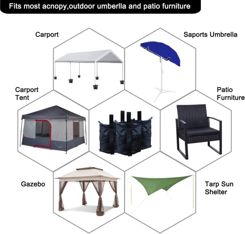 ABCCANOPY Bolsas de Peso para cenador instantáneo, Resistentes, kiosco, Patio al Aire Libre, Patio Trasero, Juego de 4 a 40 Libras de Capacidad por Bolsa - Imagen 5