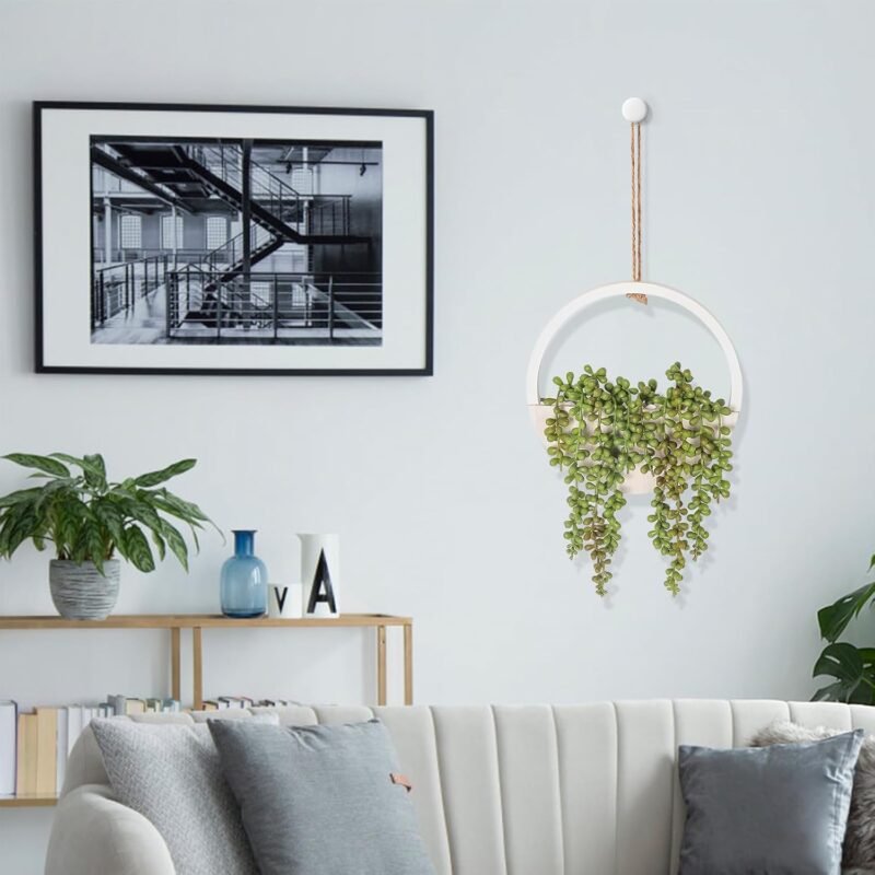 Focenat Colgantes de Plantas Artificiales,Plantas Colgantes Suculentas Artificiales,Cadena de Perlas Falsas de Maceta con Cordón de 21cm,para el hogar,jardín,Oficina,decoración de Pared - Imagen 7