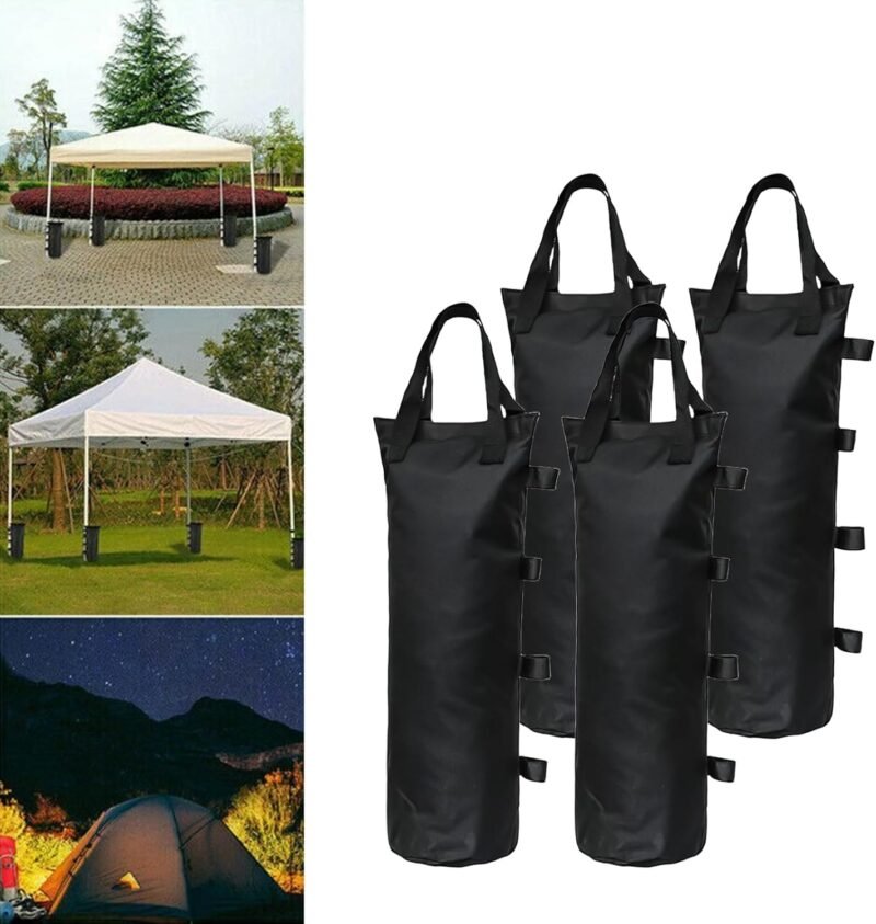 HOMURY Juego de 4 sacos de arena para cenador, patas dobles cosidas, bolsa de arena 600D Oxford, peso para cenadores, carpas de jardín, piedras, rellenables con arena