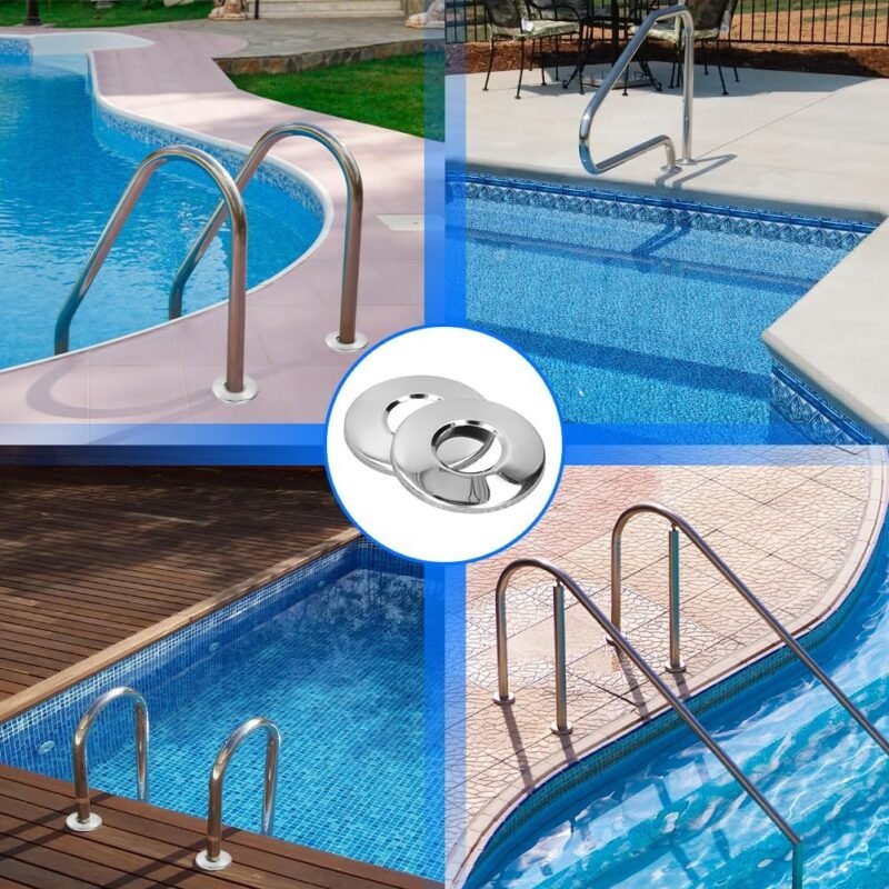 Placa de Cubierta Escalera Piscina, Anillas para Escalera de Piscina, Anillas Piscina Escalera, Placa Cubierta Escalera Piscina, Tapa Repuesto para MecáNica Piscina Acero Inoxidable Adecuado 4,3 cm - Imagen 3