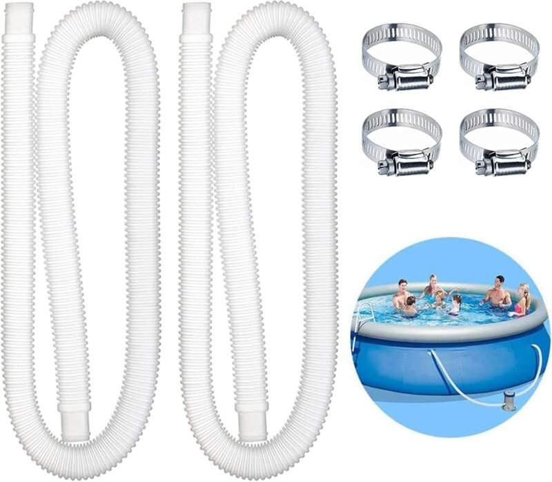 2 Piezas Manguera de bomba de piscina para repuesto de filtro con 4 abrazaderas de metal - 32mm de grosor y 1,5m de largo
