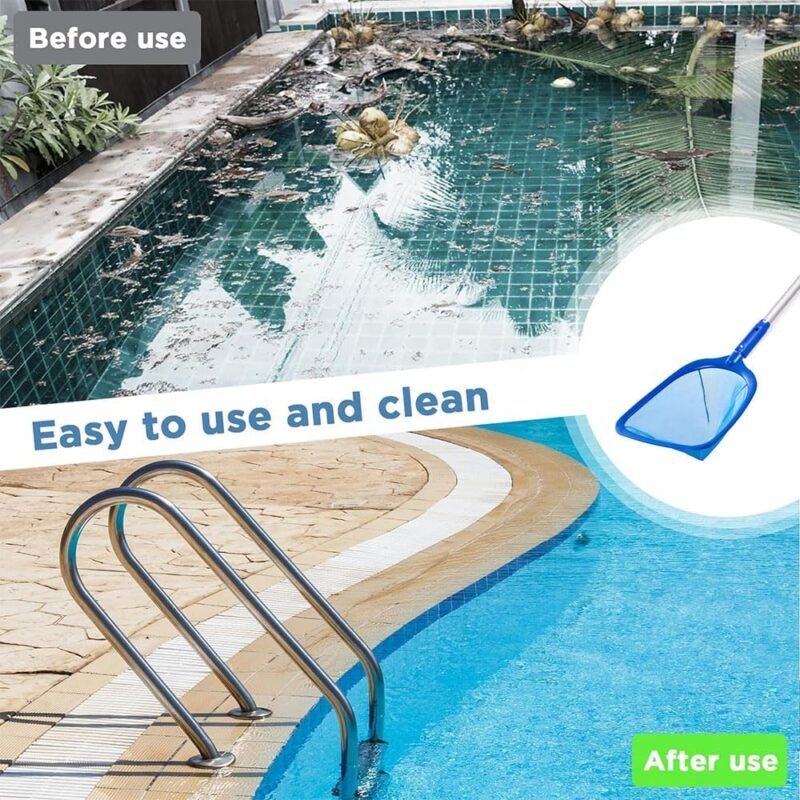 Red Piscina Limpieza con Palo 187cm,Red Piscina Malla Fina con Cepillo Piscina,Kit Limpieza Piscina,Recogedor Hojas Piscina,Limpia Piscinas Recoge Hojas,para Piscina,Estanque,Fuente,SPA - Imagen 6