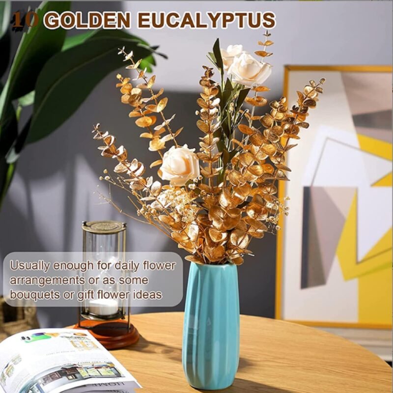 Topspitgo Eucalipto Hojas Artificial Decoracion,10 Palos Plantas Ramas de Eucalipto,Eucalipto Utilizado para Navidad Decoración Decorativa para el Hogar Boda Arreglo Floral Plantas Verdes - Imagen 3
