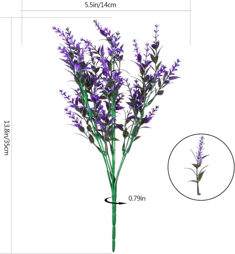 Xiaomoyu 6 Pcs Flores Artificiales de Lavanda, Ramo de Lavanda, Planta Lavanda Decorativas, Flores Artificiales para Exterior, Intérieure, Decoración, Jardín, Fiesta, Boda - Morado - Imagen 2