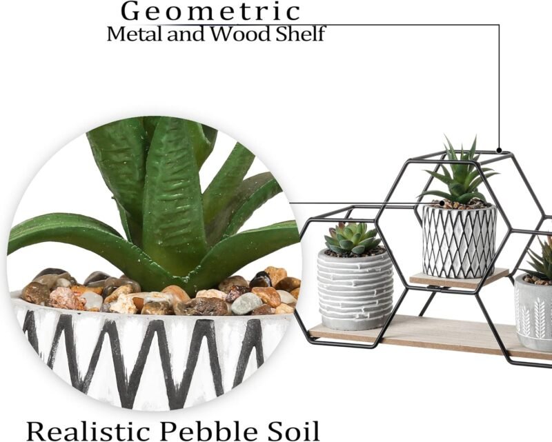 TERESA'S COLLECTIONS Planta Artificial con Maceta, Juego de 3 Plantas Suculentas Artificiales como Decoración para el hHogar y la Oficina, Macetas para Flores, Regalos - Imagen 5