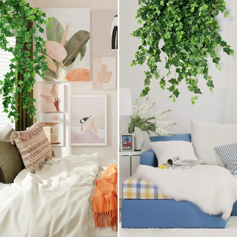 Noa Home Deco Plantas Hiedra Artificial Enredaderas Artificiales, 12 Piezas, Colgantes Decoración Hojas Follaje Falsas Interior Exterior (2.2M, con Bridas de Cables) - Imagen 3