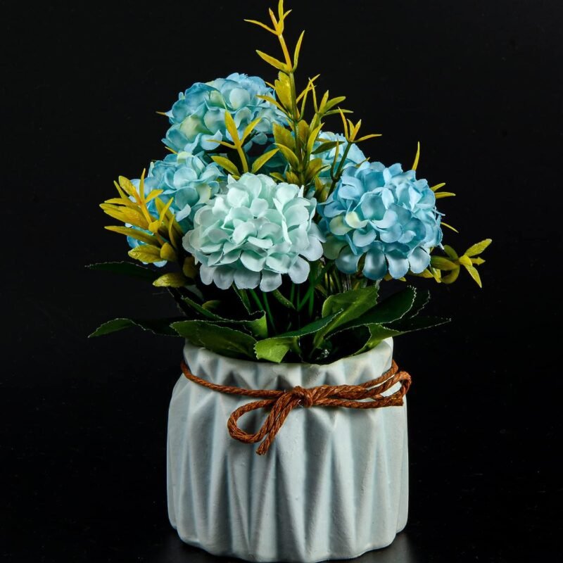 Plantas de Flores Artificiales - Mini Flores de hortensias Falsas en Maceta para decoración del hogar Fiesta Boda Oficina Mesa Decoración de Escritorio, 4 Piezas - Imagen 3
