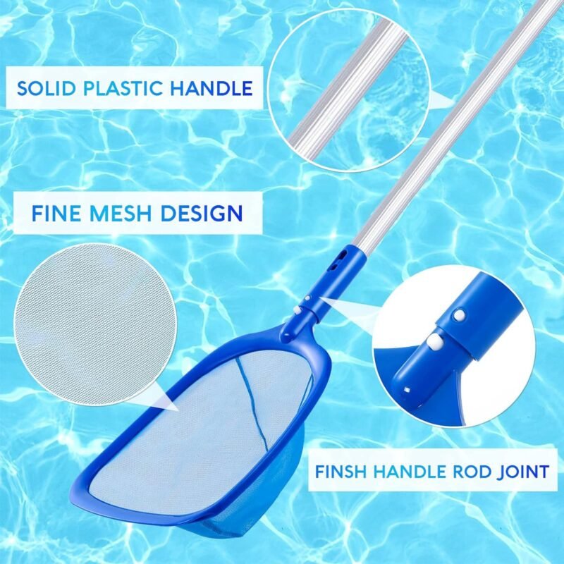 Red Piscina Limpieza con Palo 187cm,Red Piscina Malla Fina con Cepillo Piscina,Kit Limpieza Piscina,Recogedor Hojas Piscina,Limpia Piscinas Recoge Hojas,para Piscina,Estanque,Fuente,SPA - Imagen 3