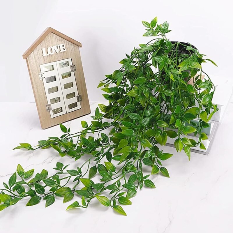 Plantas Artificiales Colgantes de Plástico Helecho, 2 Piezas Corona de Hiedra Falsa Planta, Plantas Artificiales Decorativas Exteriores Interiores, Falso Colgante de Plantas para Habitación - Imagen 4