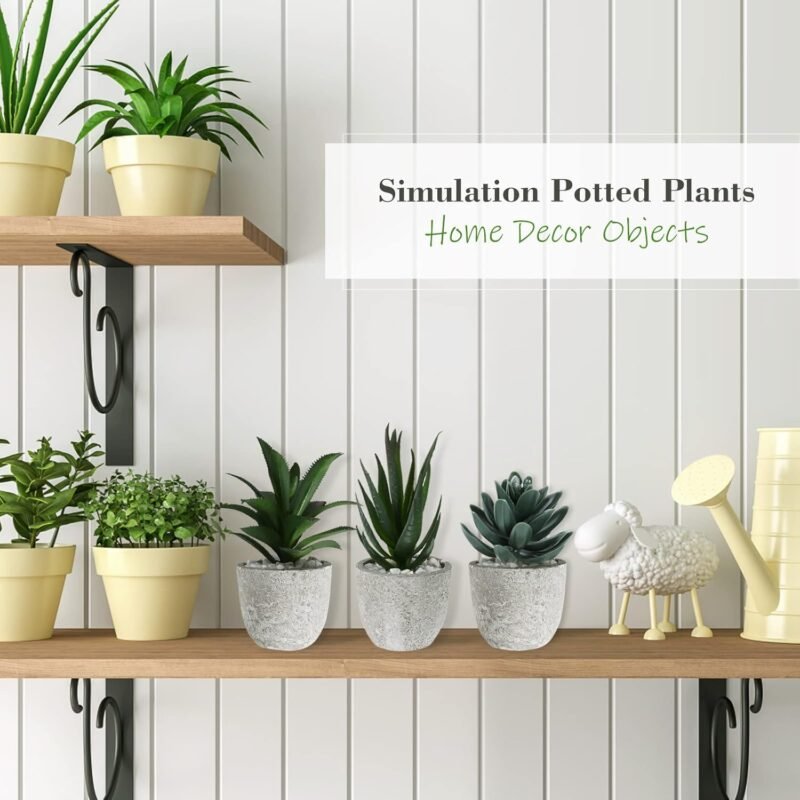 Ulikey 3 Piezas Plantas Suculentas Artificiales con Macetas, Plantas Artificiales Decoracion de Suculentas de Interior y Exterior, Mini Plantas de Escritorio para Cocina, Jardín, Patio, Hogar, Oficina - Imagen 5