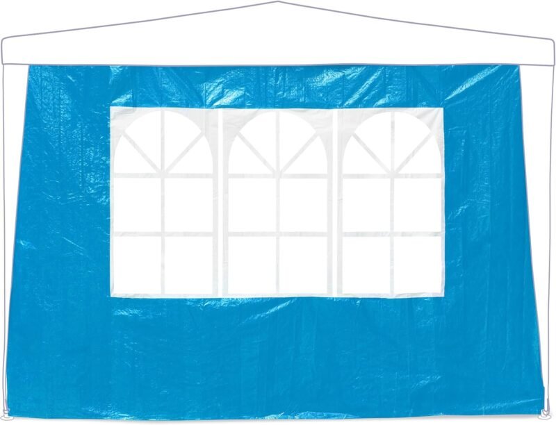 Relaxdays Set de 2 Paneles Laterales Carpa, 2x3 m, Cortinas Cenador, con Ventana, Impermeables, Lonas Cierre, Azul Claro - Imagen 6