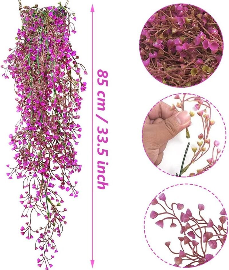 Aieraczy Guirnalda de Flores Artificiales, 2 Piezas Cesta Colgante Flor Artificial, Plantas Artificiales Largo Vides, Flores Colgantes, Guirnalda Flores para el Hogar, Jardín, Decoración Boda - Imagen 2