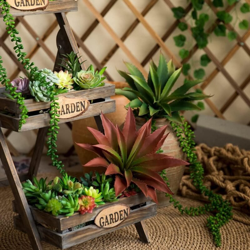 Veryhome Plantas suculentas artificiales de aloe, suculentas artificiales grandes de 12.5 pulgadas, sin maceta, decoración de vegetación para interiores y exteriores (rojo) - Imagen 4