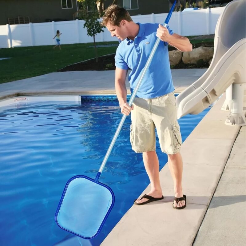 Recoge Hojas para Piscinas, Piscina Net Leaf Skimmer con Poste Telescópico, Red de Hoja de Piscina de Malla Fina para Piscina, Spas, Estanques, Jacuzzis - Imagen 7